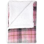 Sherpa-Lined Dog Blanket - Pink & White Plaid